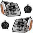 2009 Chevrolet Equinox - 4-Piece Kit Driver and Passenger Side Halogen Headlight, With bulb(s), OE Replacement,  Includes (2) Fog Light and (2) Headlight