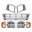 1997-2002 Ford E-150 Econoline - 7-Piece Kit Halogen Headlight, For Models With Short Bed, Includes (2) Corner Light, (1) Grille Assembly, (2) Headlight, and (2) Headlight Door