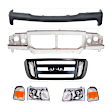 7-Piece Kit Header Panel, Includes (1) Header Panel, (1) Grille Assembly, (1) Bumper Cover, (2) Headlight and (2) Corner Light
