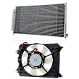 2-Piece Kit Passenger Side Cooling Fan Assembly, Includes (1) A/C Condenser and (1) A/C Condenser Fan