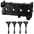 5-Piece Kit Valve Cover, Includes (4) Ignition Coil and (1) Valve Cover