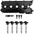 6-Piece Kit Valve Cover, Includes (5) Ignition Coil and (1) Valve Cover