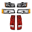 6-Piece Kit Driver and Passenger Side Halogen Tail Light, With bulb(s), Includes (2) Headlight, (2) Tail Light, and (2) Turn Signal Light