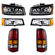 6-Piece Kit Driver and Passenger Side Halogen Tail Light, With bulb(s), Includes (2) Headlight, (2) Tail Light, and (2) Turn Signal Light