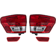 2012-2014 Jeep Grand Cherokee - 4-Piece Kit Driver and Passenger Side, Outer Halogen Tail Light, With bulb(s), Includes (2) Bumper Reflector and (2) Tail Light