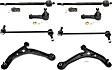 8-Piece Kit Front, Driver and Passenger Side, Lower Control Arm Kit, Includes (2) Control Arm, (2) Sway Bar Link, and (4) Tie Rod End