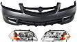 3-Piece Kit, Front Primed Bumper Cover, Includes (1) Bumper Cover and (2) Headlight