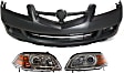 3-Piece Kit Driver and Passenger Side Halogen Headlight, Without bulb(s), OE Replacement, Includes (2) Headlight and (1) Bumper Cover