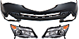 3-Piece Kit Driver and Passenger Side HID/Xenon Headlight, Without bulb(s), OE Replacement, Includes (2) Headlight and (1) Bumper Cover