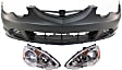 3-Piece Kit, Front Primed Bumper Cover, Includes (1) Bumper Cover and (2) Headlight