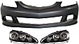 2006 Acura RSX - 3-Piece Kit Front Primed Bumper Cover, Includes (1) Bumper Cover and (2) Headlight