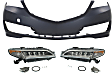 3-Piece Kit Driver and Passenger Side LED Headlight, With bulb(s), OE Replacement, Includes (2) Headlight and (1) Bumper Cover