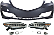 2016 Acura TLX - 3-Piece Kit Driver and Passenger Side LED Headlight, With bulb(s), OE Replacement,  Includes (1) Bumper Cover and (2) Headlight