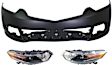 3-Piece Kit Driver and Passenger Side HID/Xenon Headlight, Without bulb(s), OE Replacement, Sedan, CAPA Certified, Includes (2) Headlight and (1) Bumper Cover