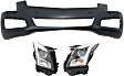 3-Piece Kit Driver and Passenger Side Halogen Headlight, With bulb(s), OE Replacement, Sedan, Includes (2) Headlight and (1) Bumper Cover