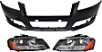 2010 Audi A3 - 3-Piece Kit Driver and Passenger Side Halogen Headlight, With bulb(s), For Models Without Sport Package, OE Replacement,  Includes (1) Bumper Cover and (2) Headlight
