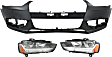 3-Piece Kit, Front Primed Bumper Cover, Includes (1) Bumper Cover and (2) Headlight