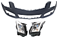 2014 Cadillac ATS - 3-Piece Kit Driver and Passenger Side Halogen Headlight, With bulb(s), For Models Without Leveling System and Signature Light, OE Replacement, Sedan, Includes (2) Headlight and (1) Bumper Cover