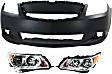 2010 Buick LaCrosse - 3-Piece Kit Driver and Passenger Side Halogen Headlight, With bulb(s), For Models Without HID Option, Without Driver Confidence Package, OE Replacement,  Includes (1) Bumper Cover and (2) Headlight