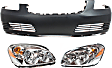 2007 Buick Lucerne - 3-Piece Kit Driver and Passenger Side Halogen Headlight, With bulb(s), OE Replacement,  Includes (1) Bumper Cover and (2) Headlight