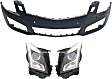 3-Piece Kit Driver and Passenger Side Halogen Headlight, With bulb(s), OE Replacement, Sedan, Includes (2) Headlight and (1) Bumper Cover