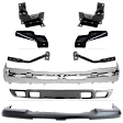 9-Piece Kit, Front Bumper, Chrome, Includes (1) Bumper, (6) Bumper Bracket, (1) Bumper Cover, and (1) Valance