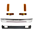 6-Piece Kit, Front Bumper, Chrome, Includes (1) Bumper, (2) Corner Light, (2) Turn Signal Light, and (1) Valance