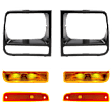 1999 Jeep Cherokee - 6-Piece Kit Driver and Passenger Side Headlight Door, Primed,  Includes (2) Headlight Door, (2) Side Marker, and (2) Turn Signal Light