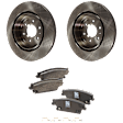 2-Wheel Set Rear Brake Disc and Pad Kit, Plain Surface 6 Lugs 319.02 mm Ceramic Pro-Line Series, Includes (2) Brake Disc and (1) Brake Pad Set