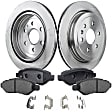 2-Wheel Set Rear Brake Disc and Pad Kit, Plain Surface 6 Lugs 315.47 mm Ceramic Pro-Line Series, Includes (1) Brake Pad Set and (2) Brake Disc