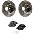 2-Wheel Set Rear Brake Disc and Pad Kit, Plain Surface 5 Lugs 263.91 mm Ceramic Pro-Line Series, Includes (2) Disc and (1) Pad Set