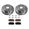 2-Wheel Set Rear Brake Disc and Pad Kit, Plain Surface 5 Lugs 303.02 mm Ceramic Pro-Line Series, Includes (1) Brake Pad Set and (2) Brake Disc