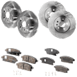 4-Wheel Set Front and Rear Brake Disc and Pad Kit, Plain Surface 5 Lugs Front-299.97 mm/Rear-267.97 mm Front-Semi-Metallic/Rear-Ceramic Pro-Line Series, Includes (4) Disc and (2) Pad Set