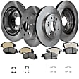 4-Wheel Set Front and Rear Brake Disc and Pad Kit, Plain Surface 6 Lugs Front-329.95 mm/Rear-344.93 mm Ceramic Pro-Line Series, Includes (4) Disc and (2) Pad Set