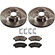 2-Wheel Set Front Brake Disc and Pad Kit, Plain Surface 5 Lugs 302.77 mm Ceramic Pro-Line Series, Includes (1) Brake Pad Set and (2) Brake Disc
