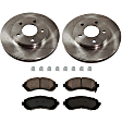 2-Wheel Set Front Brake Disc and Pad Kit, Plain Surface 5 Lugs 275.08 mm Ceramic Pro-Line Series, Includes (2) Brake Disc and (1) Brake Pad Set