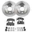 2-Wheel Set Front Brake Disc and Pad Kit, Plain Surface 5 Lugs 277.88 mm Semi-metallic Pro-Line Series, Includes (2) Brake Disc and (1) Brake Pad Set