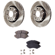2-Wheel Set Front Brake Disc and Pad Kit, Plain Surface 4 Lugs 256.03 mm Ceramic Pro-Line Series, Includes (2) Brake Disc and (1) Brake Pad Set