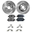 2-Wheel Set Front Brake Disc and Pad Kit, Plain Surface 5 Lugs 279.91 mm Ceramic Pro-Line Series, Includes (2) Brake Disc and (1) Brake Pad Set