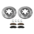 2-Wheel Set Front Brake Disc and Pad Kit, Plain Surface 6 Lugs 279.91 mm Ceramic Pro-Line Series, Includes (2) Brake Disc and (1) Brake Pad Set