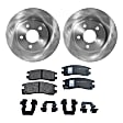 2-Wheel Set Rear Brake Disc and Pad Kit, Plain Surface 5 Lugs 297.69 mm Semi-metallic Pro-Line Series, Includes (1) Brake Pad Set and (2) Brake Disc
