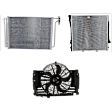 3-Piece Kit A/C Condenser, Includes (1) A/C Condenser, (1) Cooling Fan Assembly and (1) Radiator