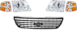 5-Piece Kit Grille Gray, Includes (2) Corner Light, (1) Grille Assembly, and (2) Headlight