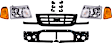 2003 Ford Ranger XLT - 6-Piece Kit Grille, Painted Black,  Includes (2) Corner Light, (1) Grille Assembly, (1) Header Panel, and (2) Headlight
