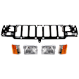 1996 Jeep Grand Cherokee - 5-Piece Kit Header Panel,  Includes (2) Corner Light, (1) Header Panel, and (2) Headlight