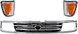 1993-1998 Toyota T100 - 3-Piece Kit Grille Chrome Shell with Painted Black Insert, Includes (2) Corner Light and (1) Grille Assembly