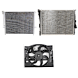 3-Piece Kit A/C Condenser, includes (1) A/C Condenser, (1) Cooling Fan Assembly and (1) Radiator, 2.2L, 2.5L, 2.8L, 3.0L Eng.L Eng., 6 Cyl., (A3 15-16, 1.8L Eng.)