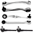 6-Piece Kit Front, Driver and Passenger Side, Upper, Frontward and Rearward Control Arm, Includes (4) Control Arm and (2) Tie Rod End