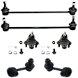 6-Piece Kit Front, Driver and Passenger Side, Lower Ball Joint, includes (2) Ball Joint, (2) Sway Bar Link, and (2) Tie Rod End