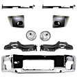 8-Piece Kit Front Bumper Chrome, Includes (1) Bumper, (2) Bumper End, (1) Fog Light and (4) Bumper Bracket